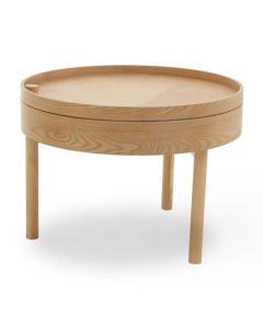 Viborg Round Wooden Storage Side Table In Oak