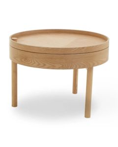 Viborg Round Wooden Storage Side Table In Oak
