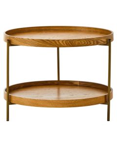 Viborg Round Wooden 2 Tier Side Table In Oak