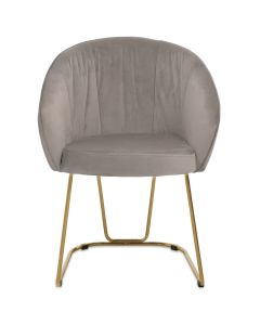 Veneto Velvet Dining Chair In Mink With Gold Metal Frame