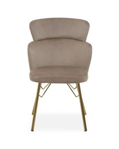 Veneto Velvet Dining Chair In Mink With Brushed Gold Metal Legs
