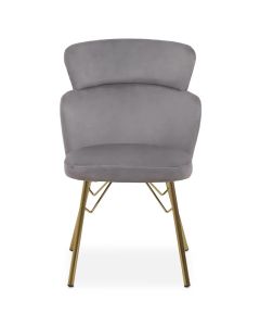 Veneto Velvet Dining Chair In Grey With Brushed Gold Metal Legs