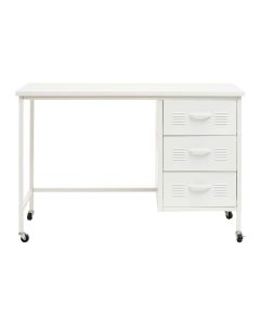 Academy Metal Desk With 3 Drawers In White