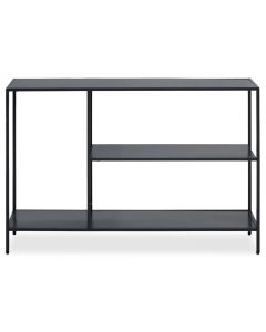 Acero Rectangular Metal Console Table With Undershelf In Black