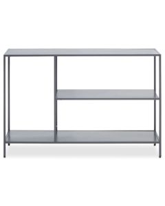 Acero Rectangular Metal Console Table With Undershelf In Grey