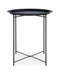 Acero Round Metal Side Table In Black