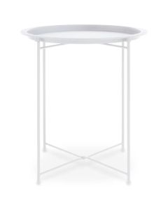 Acero Round Metal Side Table In White