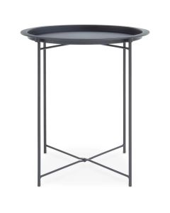 Acero Round Metal Side Table In Grey