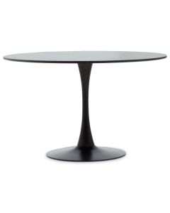 Laila Large Wooden Dining Table In Black With Metal Base