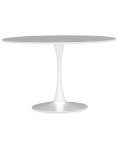 Laila Large Wooden Dining Table In White With Metal Base