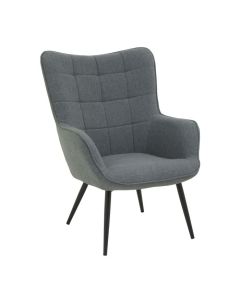 Stockholm Fabric Upholstered Armchair In Grey With Black Metal Frame