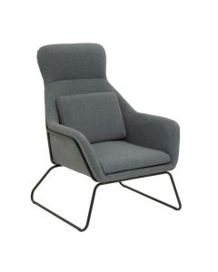 Stockholm Fabric Armchair In Grey With Black Metal Frame