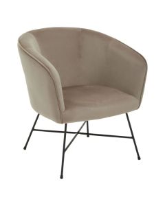 Stockholm Round Pink Velvet Upholstered Armchair With Black Legs