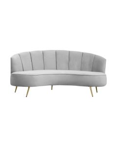 Hasna Velvet 3 Seater Sofa In Grey With Gold Metal Legs