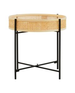 Depok Rattan Tray Side Table With Cross Legs
