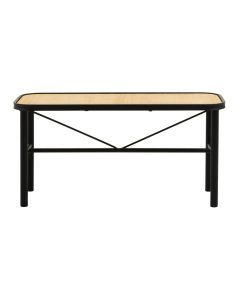 Depok Natural Ratan Seat Seating Bench With Black Wooden Base