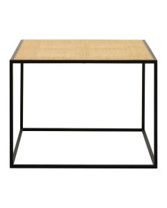 Depok Natural Ratan Coffee Table With Black Wooden Base