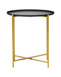Trosa Round Black Metal Top Side Table With Gold Metal Legs