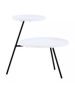 Trosa White Side Table With 2 Shelves With Black Metal Frame