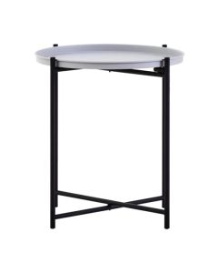 Trosa Round Grey Metal Side Table With Black Metal Frame