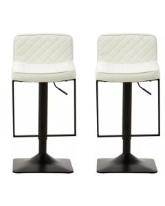 Baina White Leather Effect And Black Base Bar Chairs In Pair