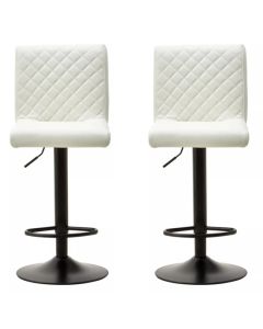 Baina High Back White Leather Effect Bar Chairs In Pair