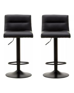 Baina Black Faux Leather Effect Bar Stools In Pair