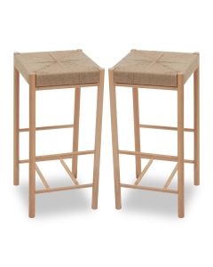 Bander Natural Wooden Bar Stools In Pair
