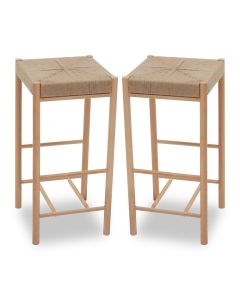 Bander Natural Wooden Bar Stools In Pair