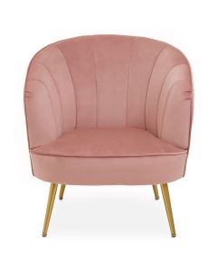 Yolanda Velvet Armchair Chair In Pink With Gold Metal Legs