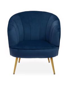 Yolanda Velvet Armchair Chair In Midnight Blue With Gold Metal Legs