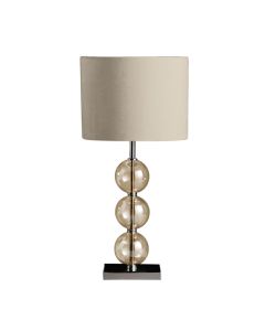 Mistro Amber Fabric Shade Table Lamp With Chrome Metal Base