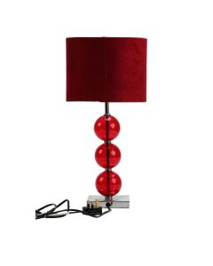 Mistro Red Fabric Shade Table Lamp With Chrome Metal Base