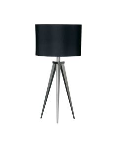 Seitro Black Fabric Shade Table Lamp With Chrome Metal Tripod Base