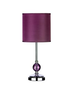 Crackle Purple Fabric Shade Table Lamp With Chrome Metal Base