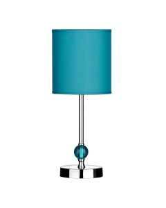 Trenkona Teal Fabric Shade Table Lamp With Chromed Metal Base