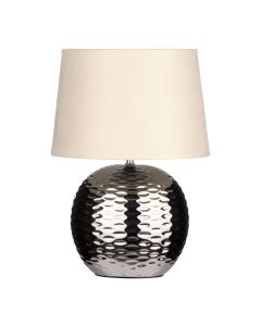 Liknos Beige Fabric Shade Table Lamp With Chrome Metal Base