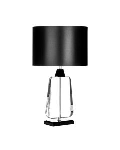 Tabatha Large Black Fabric Shade Table Lamp With Chrome Base