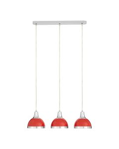 Jasper 3 Metal Shades Ceiling Pendant Light In Red And Chrome