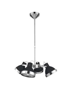 Hexon Contemporary 4 Metal Shades Ceiling Pendant Light In Black And Chrome