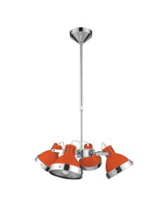 Hexon Contemporary 4 Metal Shades Ceiling Pendant Light In Orange And Chrome