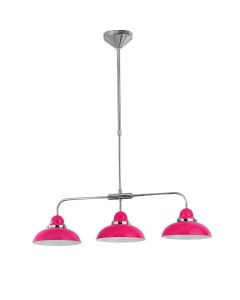 Jasper Industrial Style 3 Metal Shades Ceiling Pendant Light In Pink