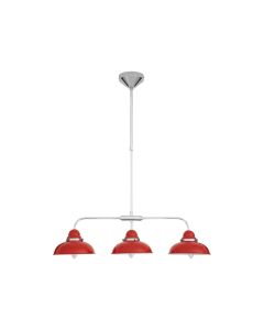 Jasper Industrial Style 3 Metal Shades Ceiling Pendant Light In Red