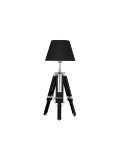 Jasper Black Fabric Shade Table Lamp With Tripod Wooden Base