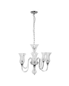 Wekin 6 Clear Glass Bulb Chandelier Ceiling Light In Chrome