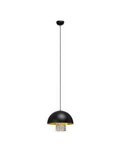 Eromen Hanging Crystals Metal Ceiling Pendant Light In Black