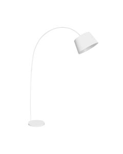Ekontry White Fabric Shade Arched Floor Lamp With White Metal Base