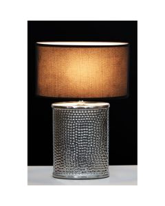 Roslin Large Black Fabric Shade Table Lamp With Chrome Ceramic Base