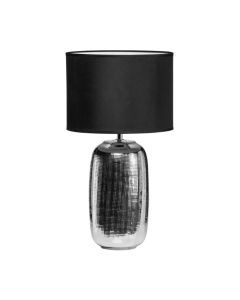 Roslin Small Black Fabric Shade Table Lamp With Chrome Ceramic Base