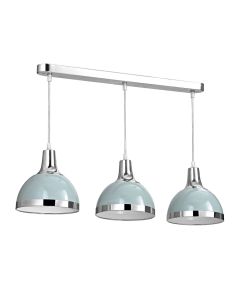 Vermont 3 Metal Shutter Shade Ceiling Pendant Light In Blue And Chrome